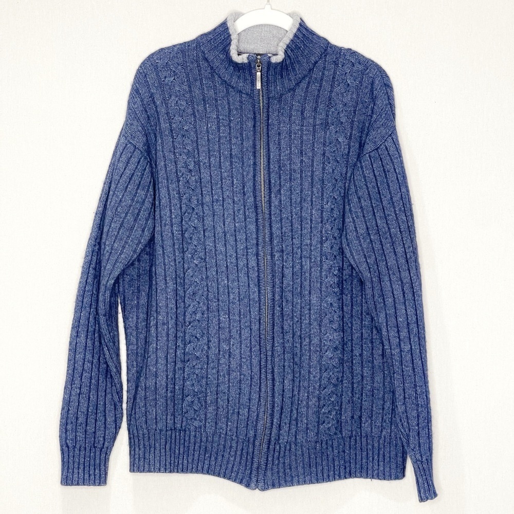 Columbia XCO Men’s Blue‎ Full Zip Wool Blend Sweater Size XL